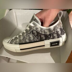 Dior Monogram Sneakers in White and Gray